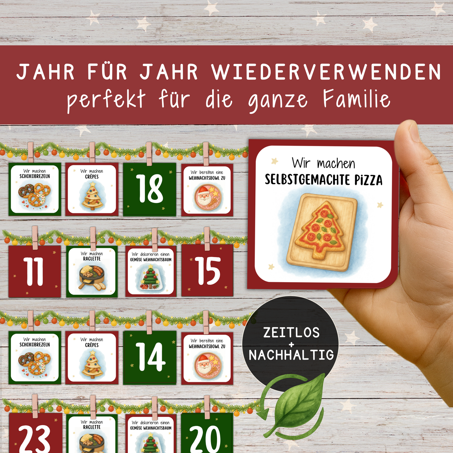 👩🍳🍪 Mini-Adventskalender „Backen & Kochen“ | 48 Ideen für Kinder & Familien | Zeit statt Zeug | PDF zum Ausdrucken