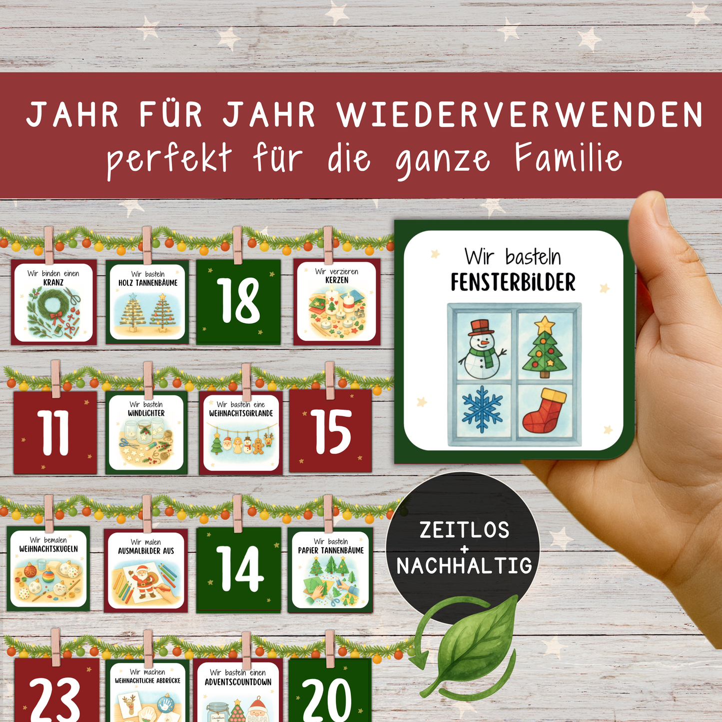 ⭐️✂️Mini-Adventskalender Basteln & Kreatives | 48 Bastelideen für Kinder | Weihnachtsaktivitäten PDF zum Ausdrucken
