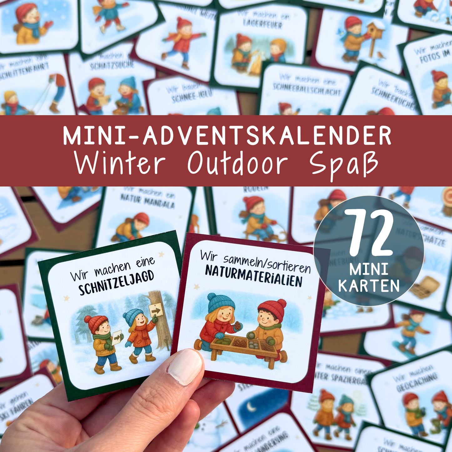 ❄️☃️ Mini-Adventskalender „Outdoor-Abenteuer“ | 48 Ideen für Kinder & Familien | Zeit statt Zeug | PDF zum Ausdrucken