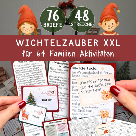 🎄 Wichtelzauber XXL – 76 liebevolle Wichtelbriefe für 64 Familien-Aktivitäten