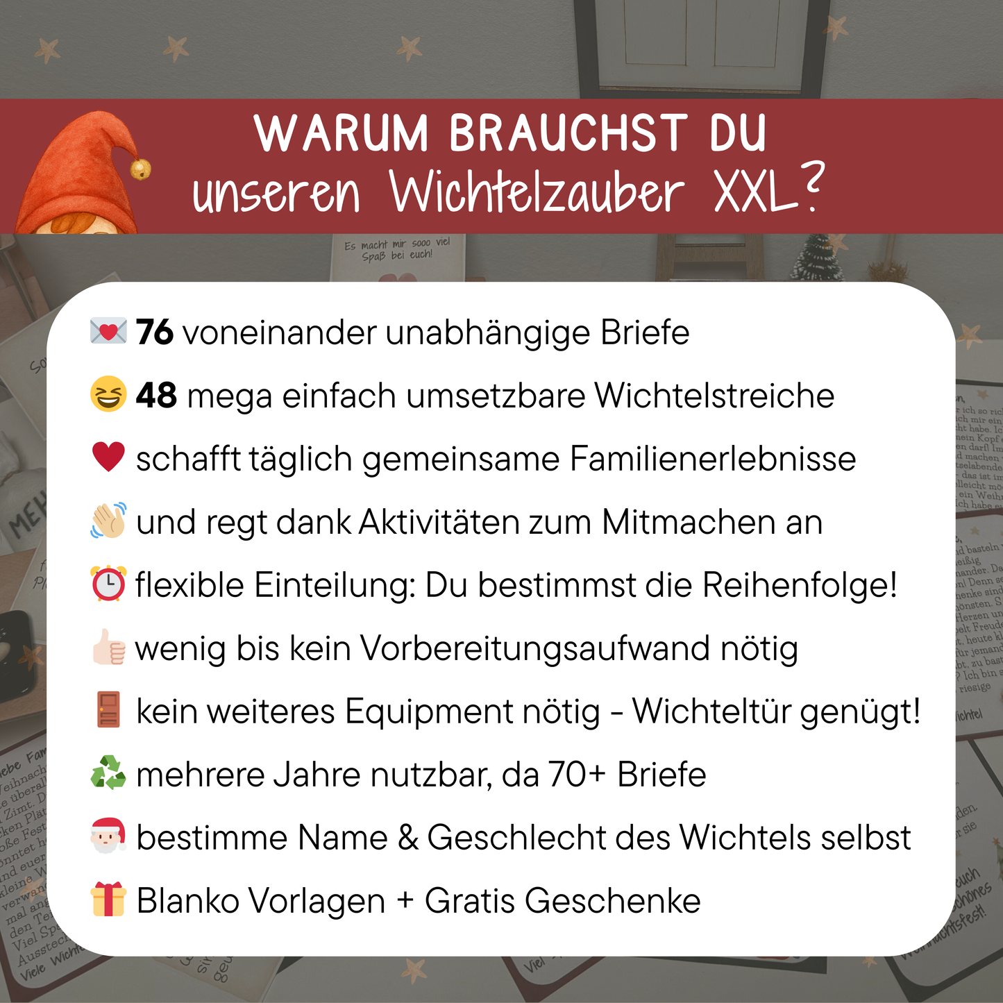 🎄 Wichtelzauber XXL – 76 liebevolle Wichtelbriefe für 64 Familien-Aktivitäten