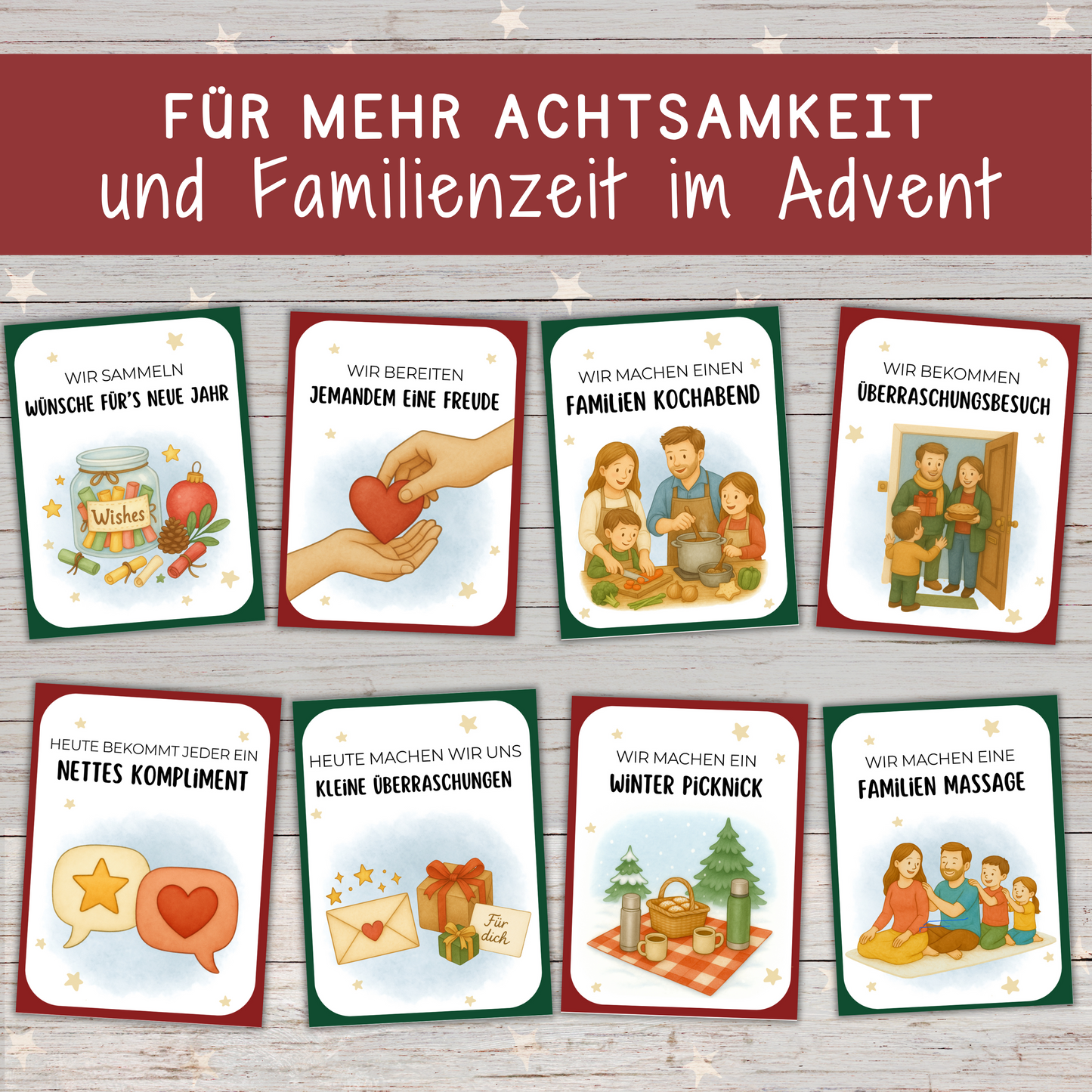 🎄 Adventskalender „Zeit statt Zeug“ | 100 Familienaktivitäten | Mitmach-Adventskalender zum Ausdrucken (PDF)
