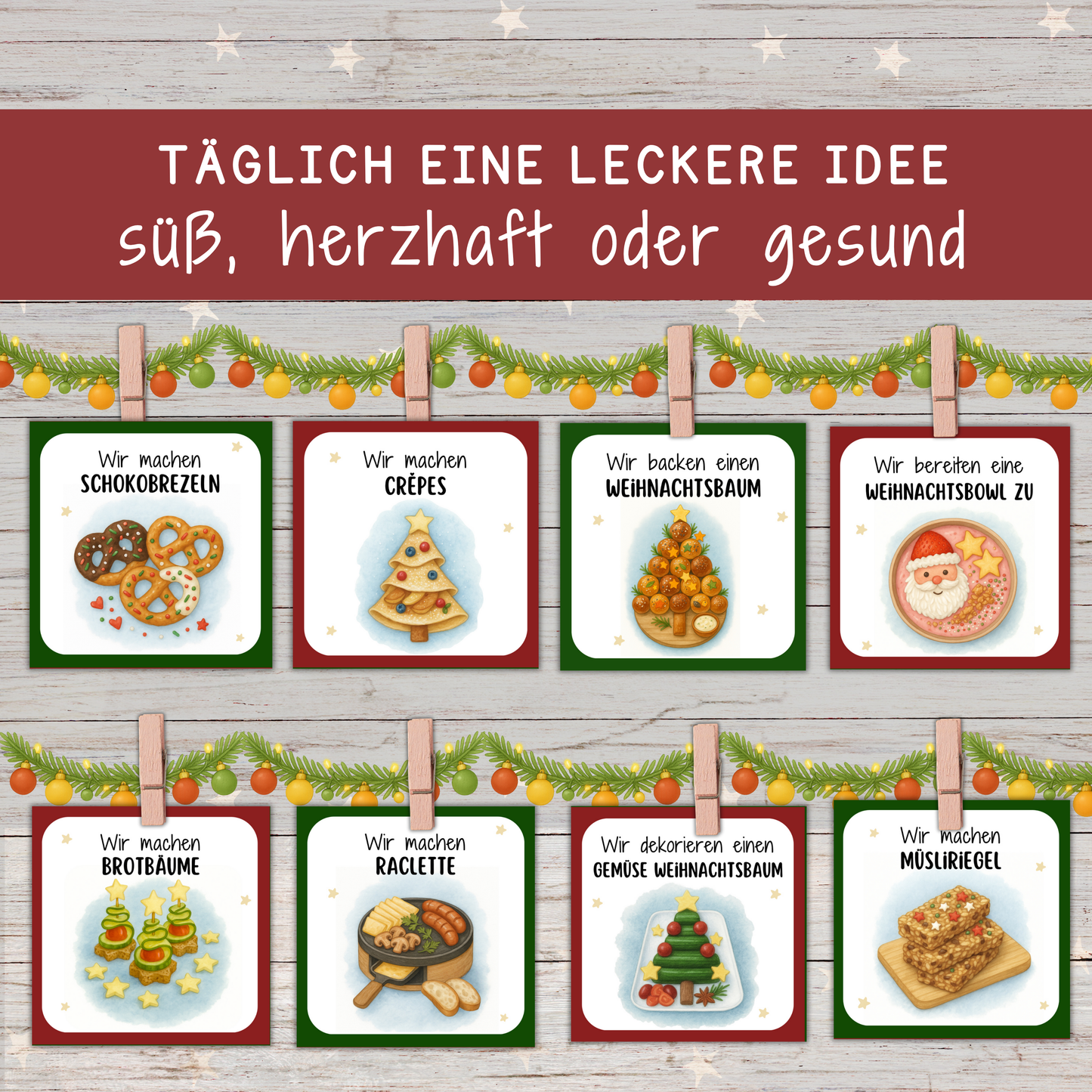 👩‍🍳🍪 Mini-Adventskalender „Backen & Kochen“ | 48 Ideen für Kinder & Familien | Zeit statt Zeug | PDF zum Ausdrucken