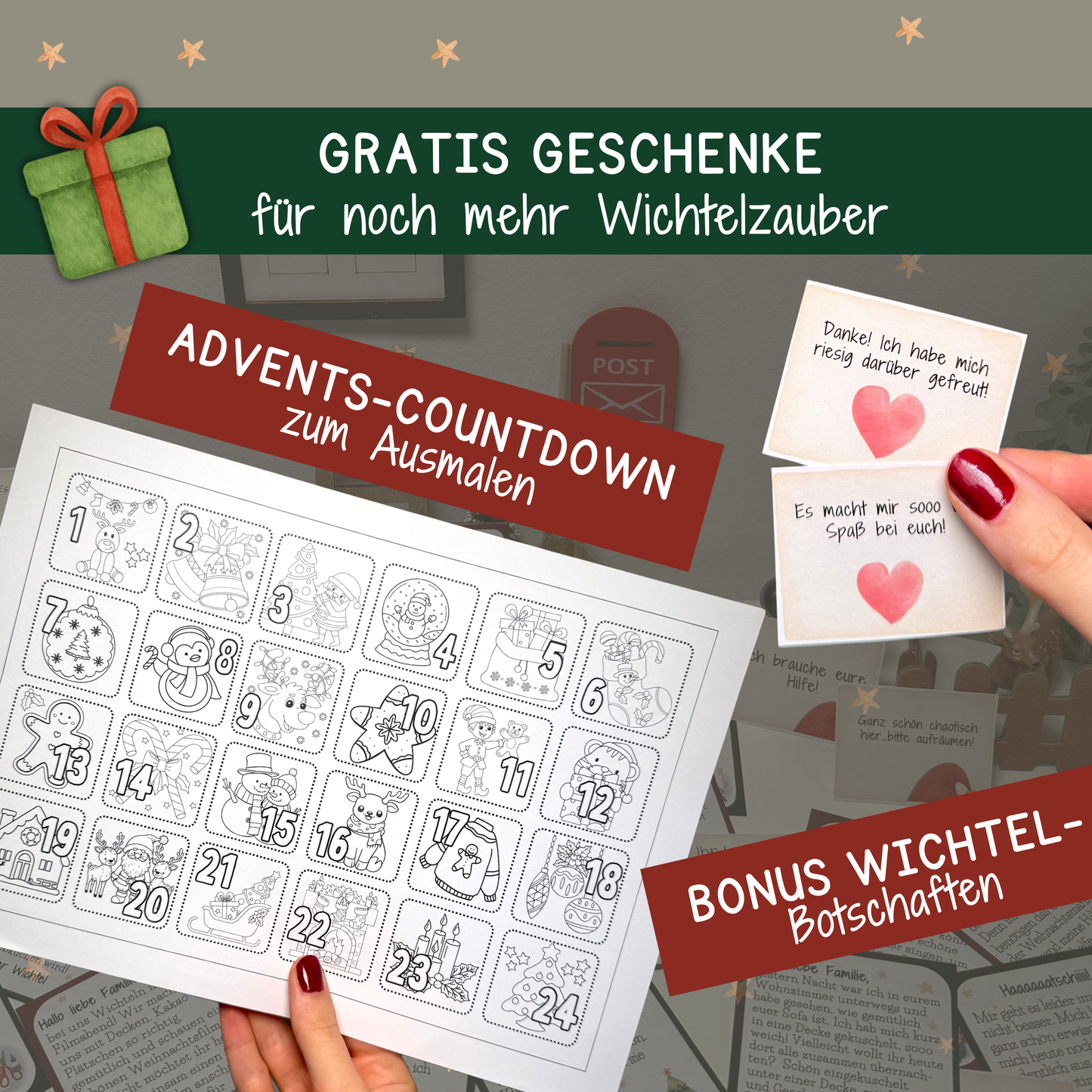 🎄 Wichtelzauber XXL – 76 liebevolle Wichtelbriefe für 64 Familien-Aktivitäten