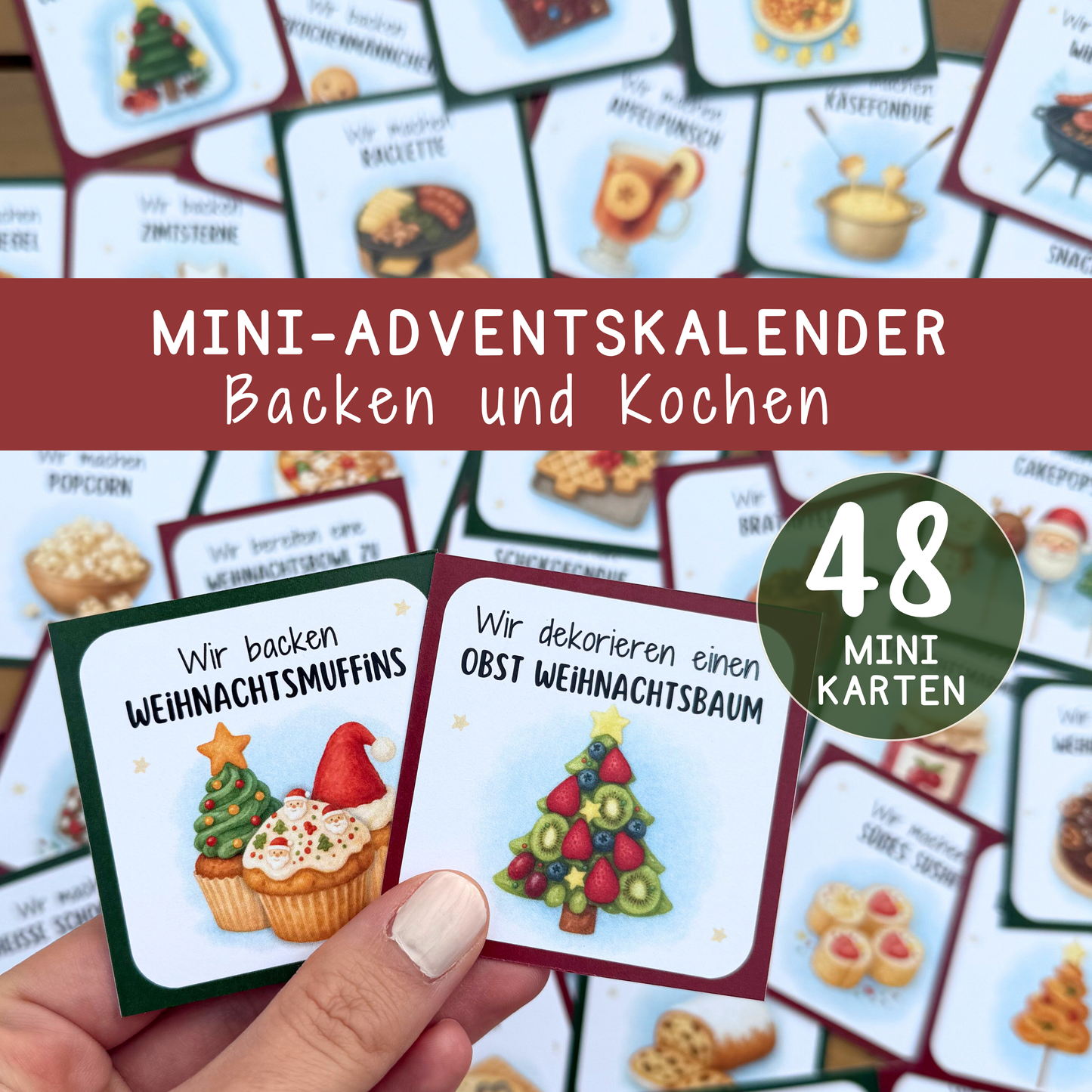 👩‍🍳🍪 Mini-Adventskalender „Backen & Kochen“ | 48 Ideen für Kinder & Familien | Zeit statt Zeug | PDF zum Ausdrucken