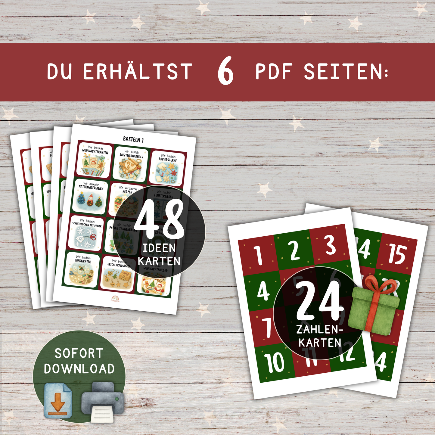 ⭐️✂️Mini-Adventskalender Basteln & Kreatives | 48 Bastelideen für Kinder | Weihnachtsaktivitäten PDF zum Ausdrucken