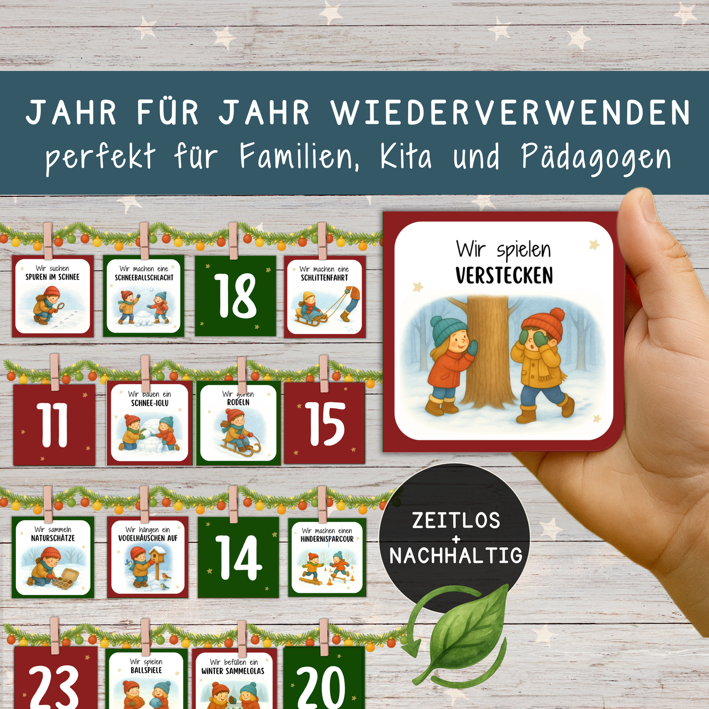❄️☃️ Mini-Adventskalender „Outdoor-Abenteuer“ | 48 Ideen für Kinder & Familien | Zeit statt Zeug | PDF zum Ausdrucken