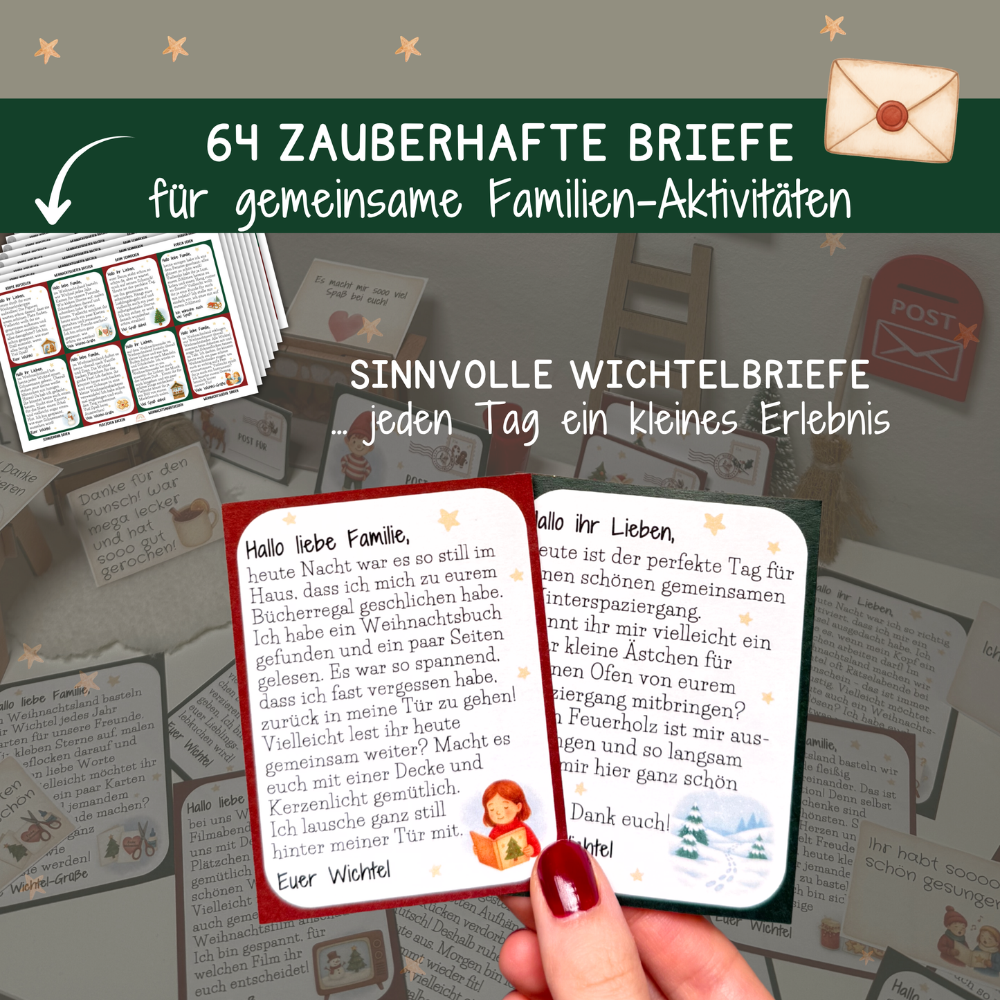 🎄 Wichtelzauber XXL – 76 liebevolle Wichtelbriefe für 64 Familien-Aktivitäten