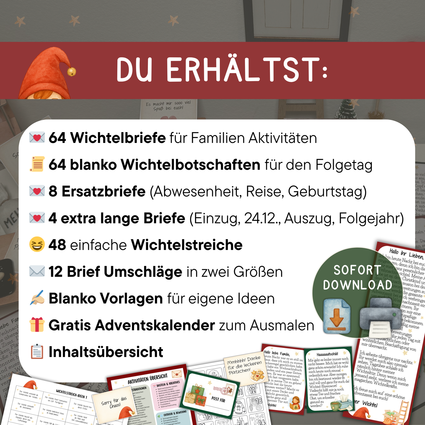 🎄 Wichtelzauber XXL – 76 liebevolle Wichtelbriefe für 64 Familien-Aktivitäten