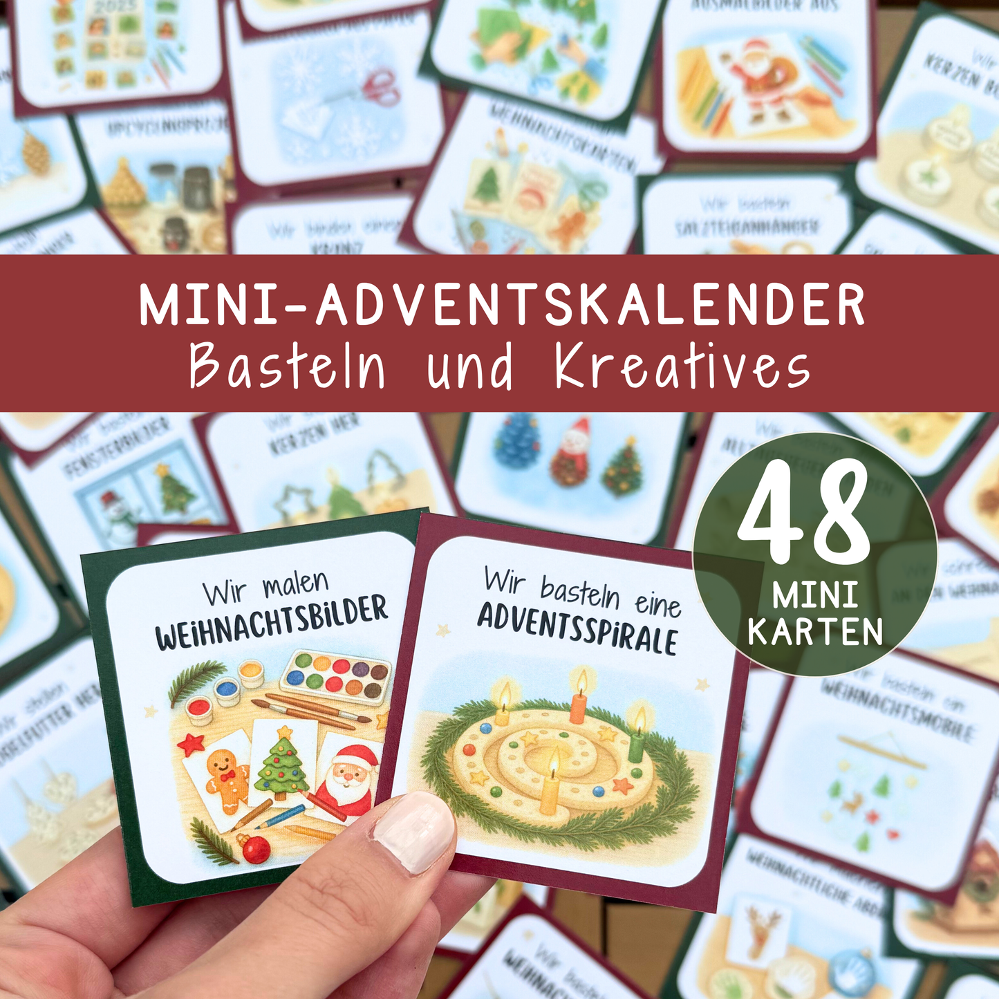 ⭐️✂️Mini-Adventskalender Basteln & Kreatives | 48 Bastelideen für Kinder | Weihnachtsaktivitäten PDF zum Ausdrucken