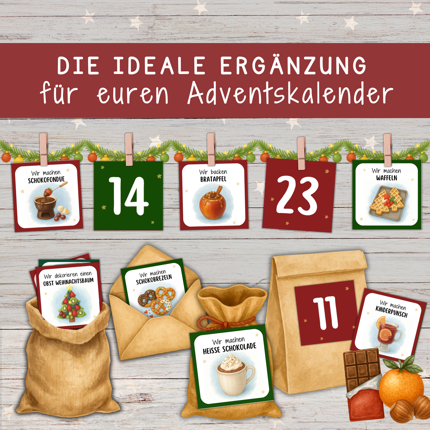 👩‍🍳🍪 Mini-Adventskalender „Backen & Kochen“ | 48 Ideen für Kinder & Familien | Zeit statt Zeug | PDF zum Ausdrucken