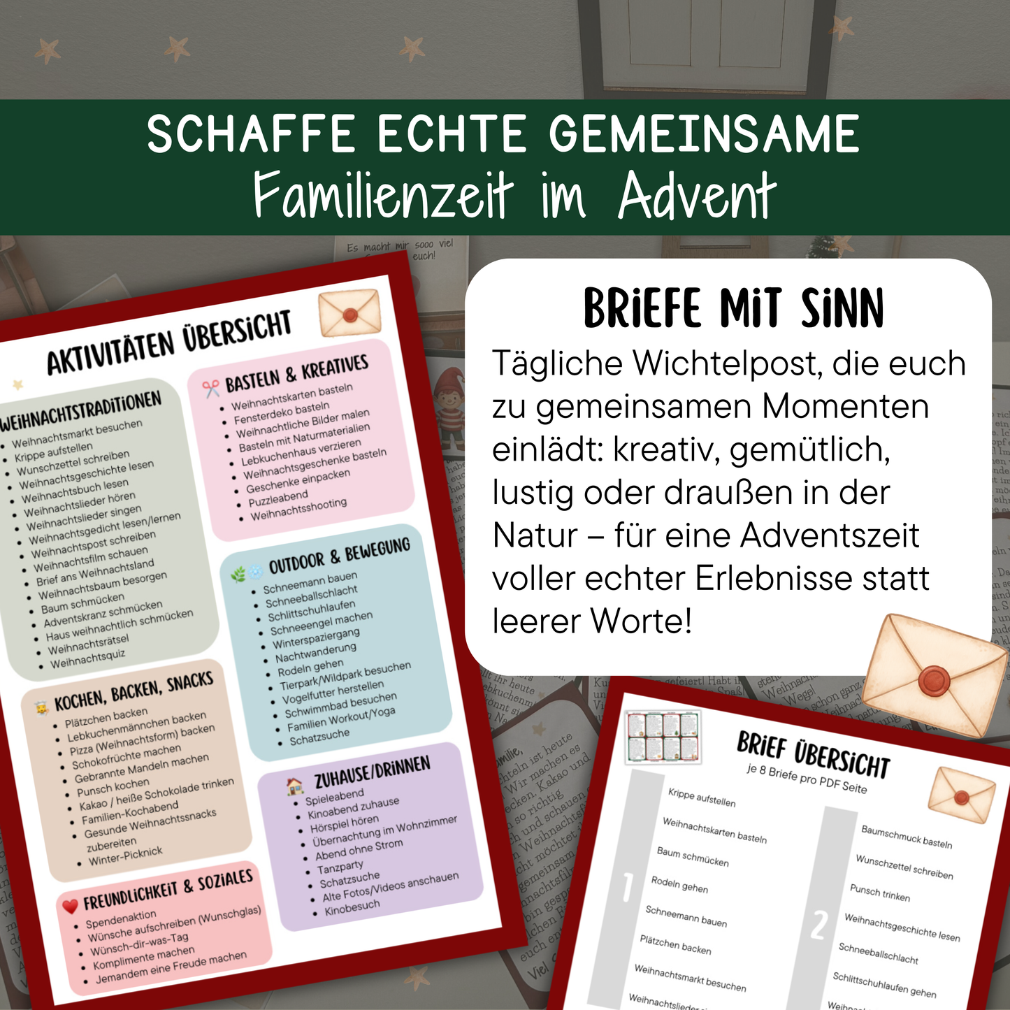 🎄 Wichtelzauber XXL – 76 liebevolle Wichtelbriefe für 64 Familien-Aktivitäten